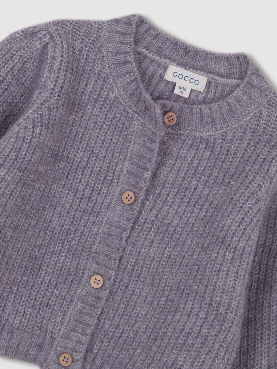 Chaqueta De Punto Botones Madera Gris Medio Melange