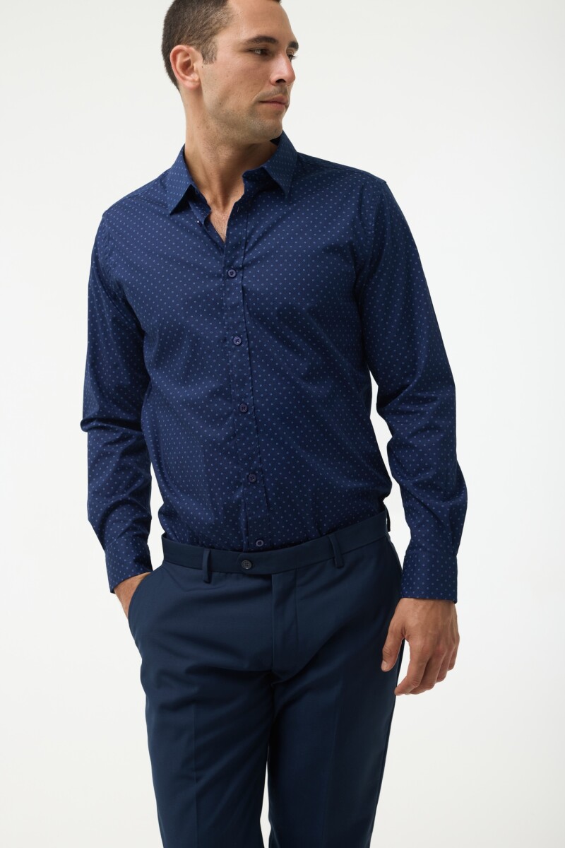 Camisa Algodón con Spandex Fantasía - AZUL 