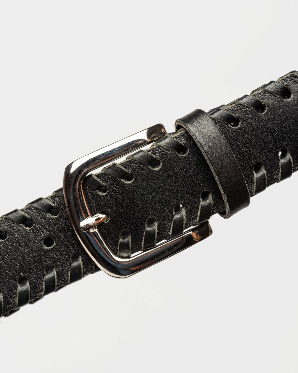 Cinturon Braided En Cuero Vegetal Negro