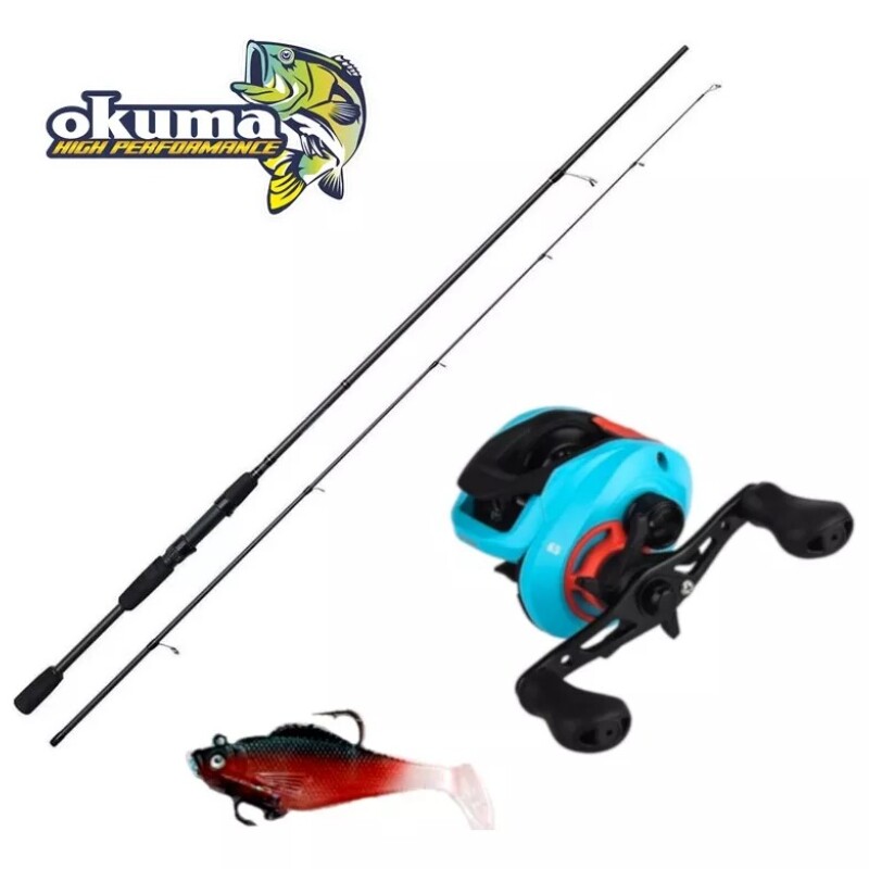 Kit De Pesca Okuma Caña + Reel Rotativo + Señuelo DIESTRO