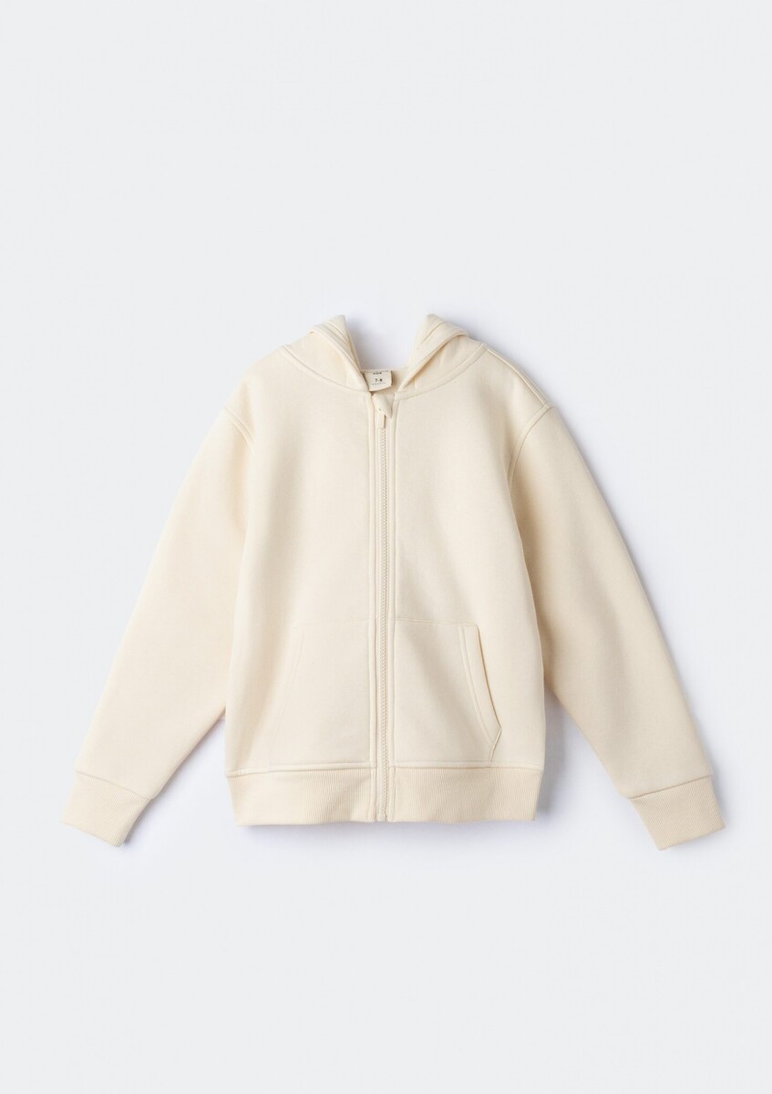 CAMPERA INFANTIL CON CAPUCHA - BEIGE 