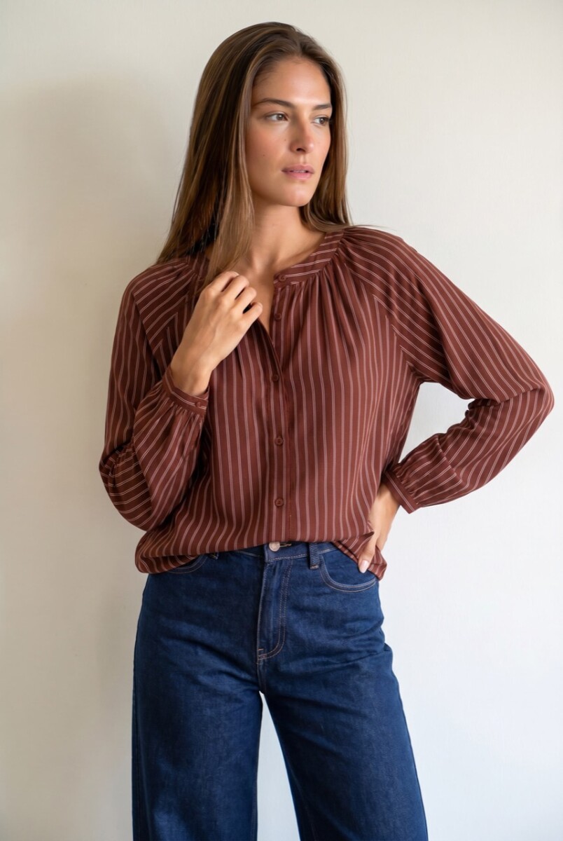 Blusa A Rayas - Chocolate 