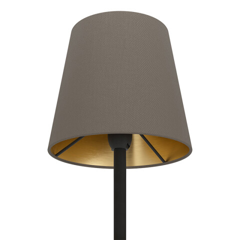 Lámpara de pie E14 acero negro y pant. tela marrón EG6074