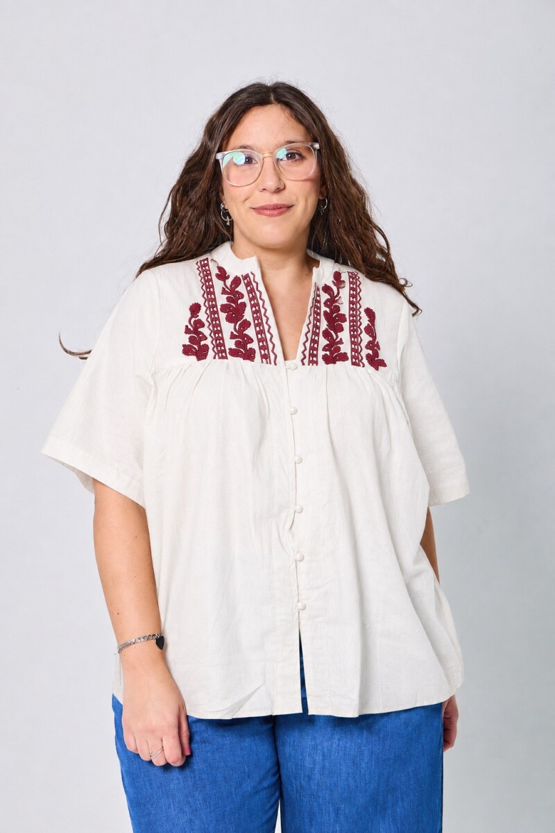 Camisa Yanina - Blanco/Bordo 