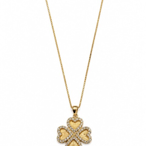 Cadena y colgante trébol con zirconias Cadena y colgante trébol con zirconias