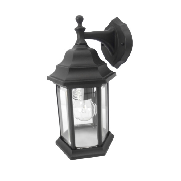 Farol colonial p/adosar,6 caras sur,aluminio negro WA0006