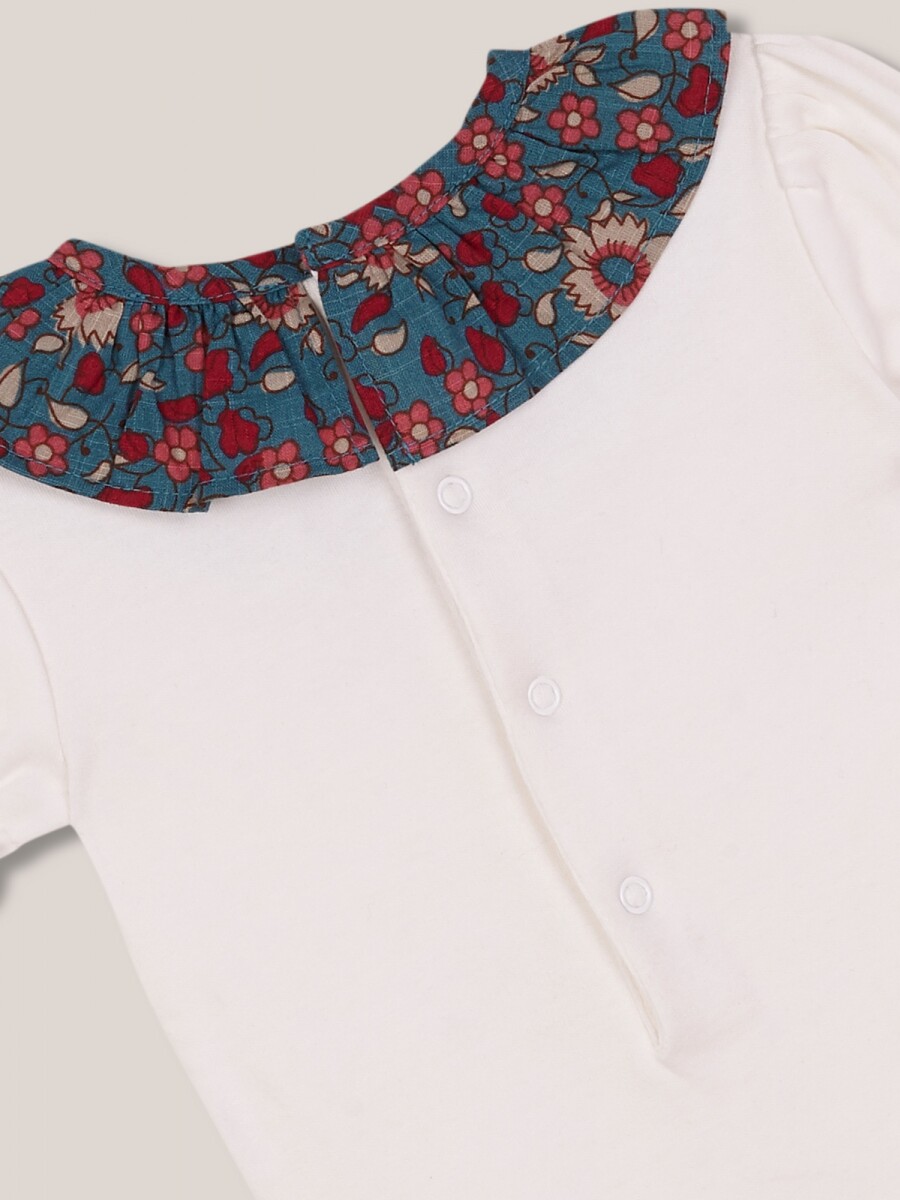Body Con Cuello Estampado Azul Claro