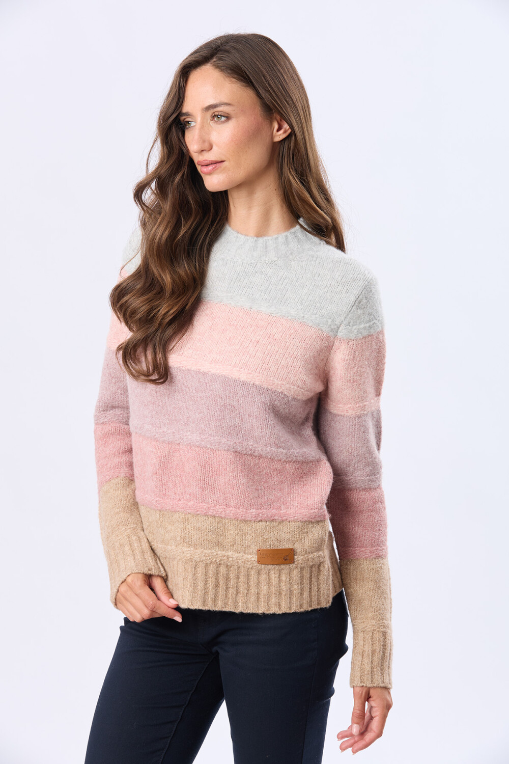 BUZO TEJIDO RAYADO Rosa