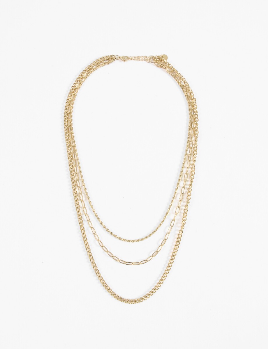 Collar acero triple - dorado 