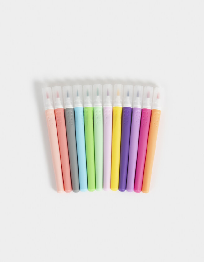 Resaltadores Estampados Set De 12 Marcadores Con Contenedor De Lapices Incluido - Combinacion Multicolor