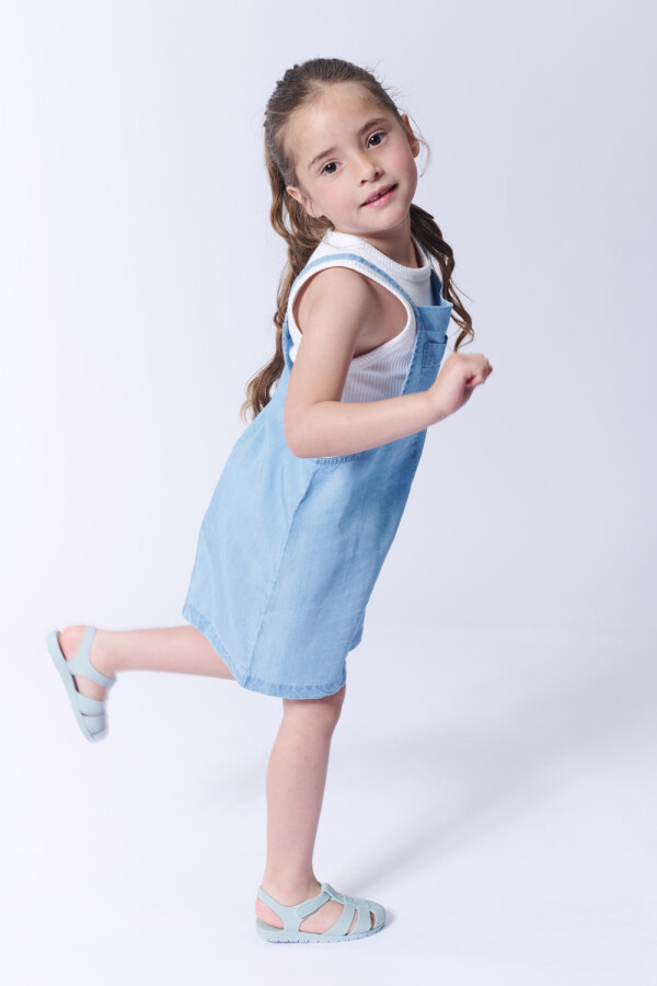 Vestido con bolsillos tencel Celeste