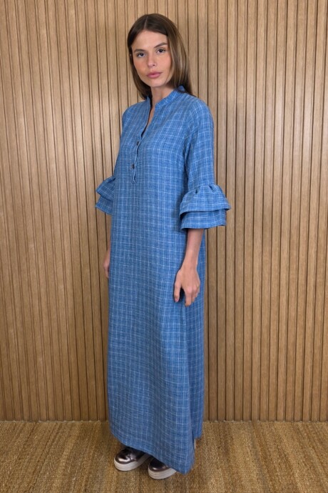 Vestido Flamenco Cuadros Azul