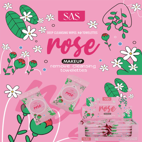 Toallitas desmaquillantes fragancia rosas x10pcs Toallitas Desmaquillantes Fragancia Rosas X10pcs