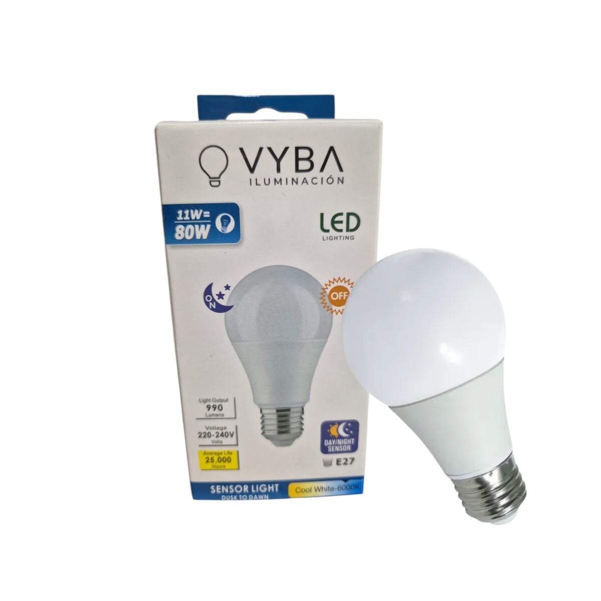 LAMPARA LED A60 E27 11W LUZ FRIA CON FOTOCELULA VYBA Lampara Led A60 E27 11w Luz Fria Con Fotocelula Vyba
