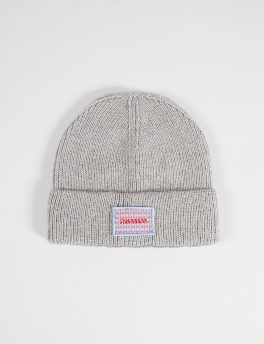 Gorro tejido rib - gris melange 