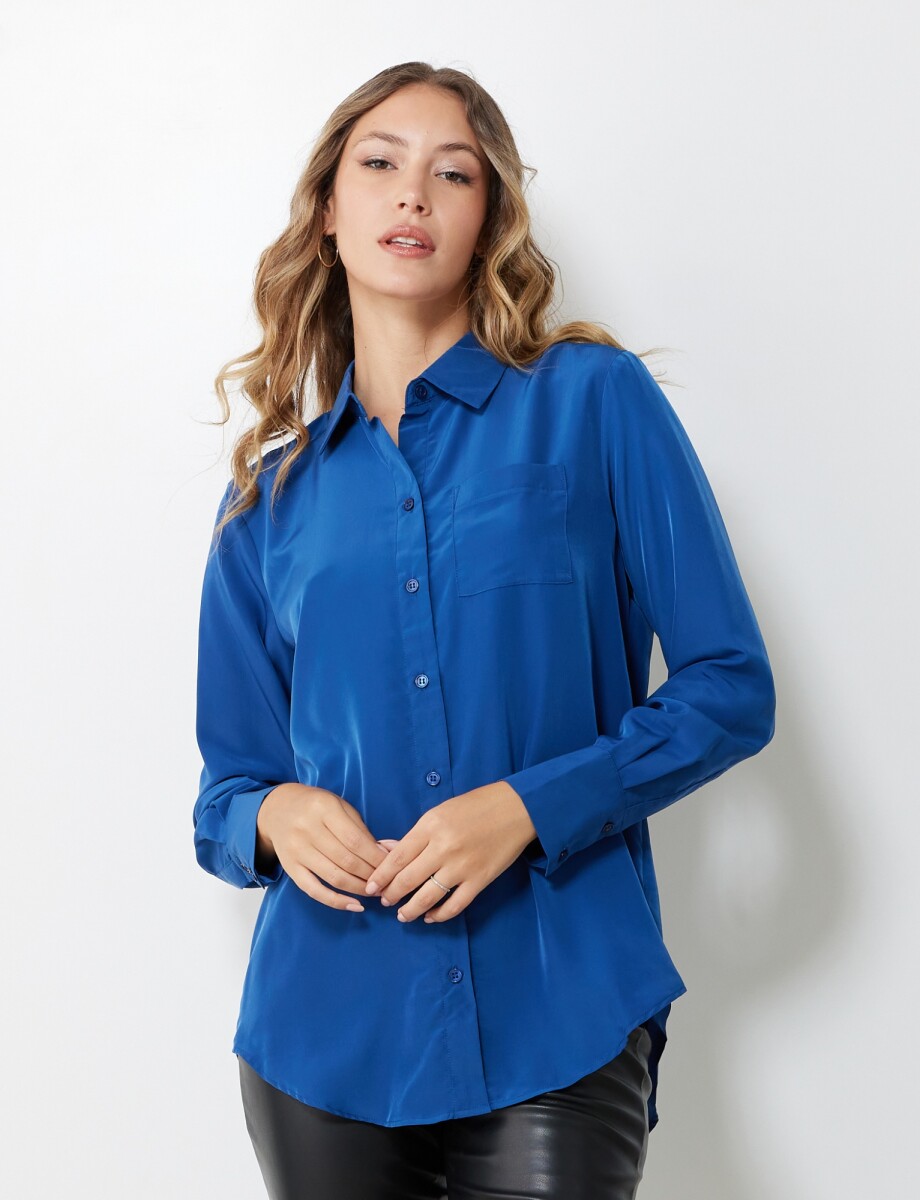 Camisa Saten - Azul 