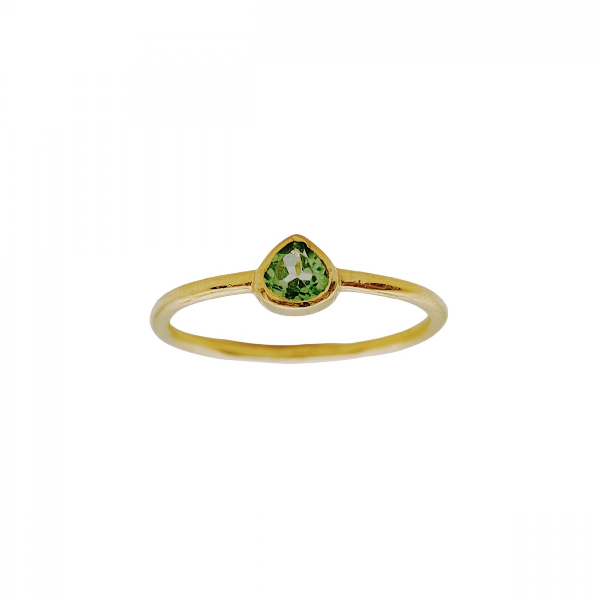 Anillo Lagrima- Plata rodinada con micra oro 18k- Piedra Peridoto-AN2005 - conpiedra 