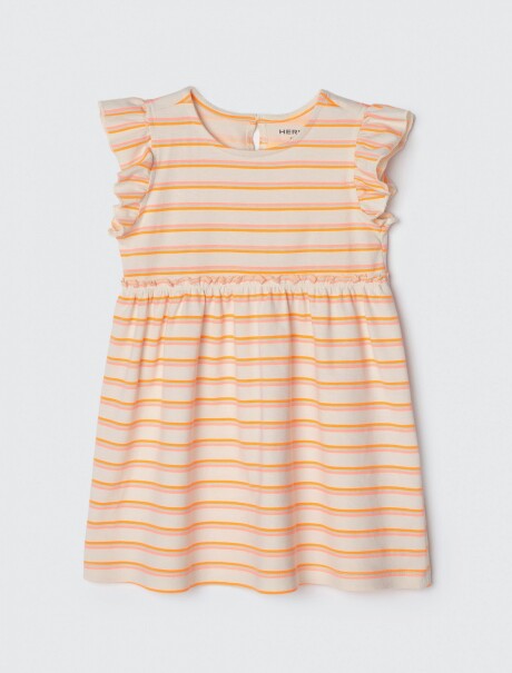 VESTIDO INFANTIL CON RAYAS NARANJA