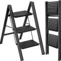 Escalera De 3 Escalones Antidezlisante Y Plegable Negro