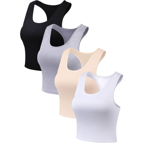 Set X4 Top Musculosa Deportiva Remera Entrenar Dama Multicolor 3