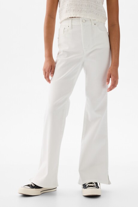 Jean Tiro Alto 70S Flare Niña White Denim