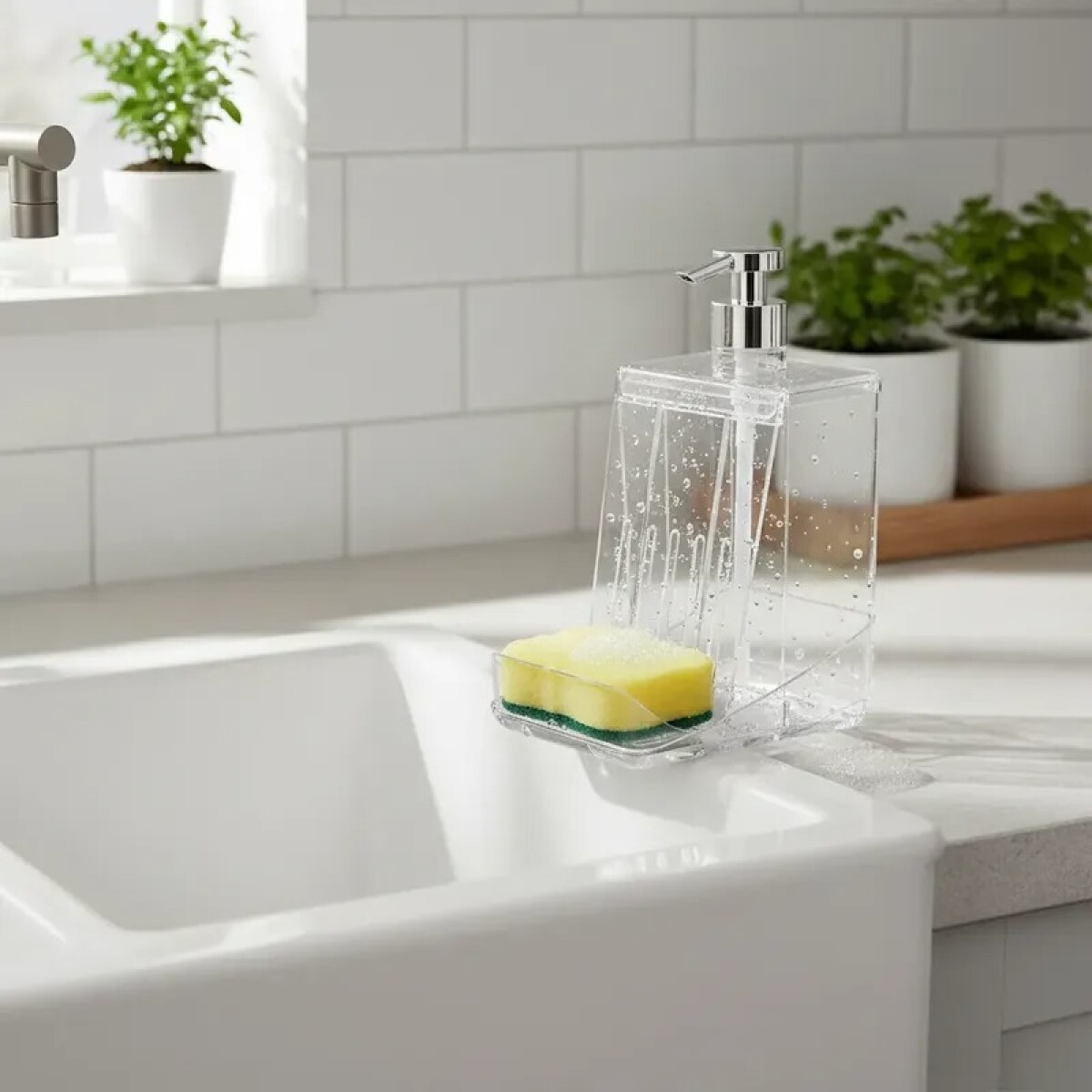 DISPENSADOR DE JABON C/ PORTA ESPONJA 