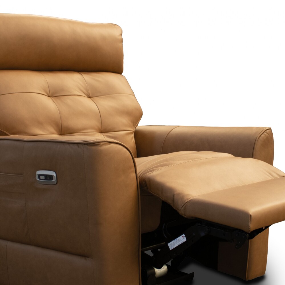 Poltrona Reclinable Eléctrica 100% cuero - Aurora Marrón