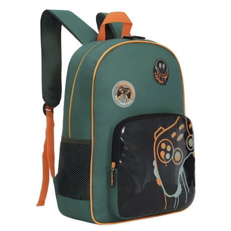 Mochila Trendy Escolar con porta botellas y llavero Verde