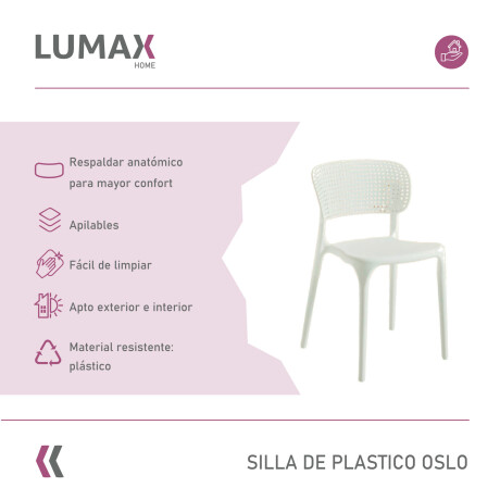 Silla Oslo Lumax Plástico Apilable Comedor Jardin Exterior Blanco