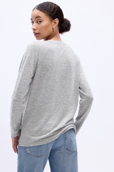 Remera Softpun Cuello V Mujer Light Grey Marle