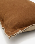 Almohadón Sagi de lino de lino beige y marrón 30 x 50 cm