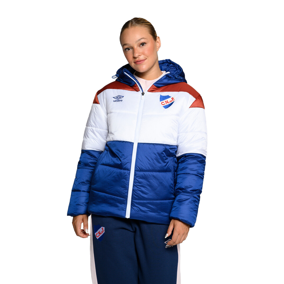 Campera de Mujer Umbro Nacional Puffer - Azul Marino - Blanco - Rojo 