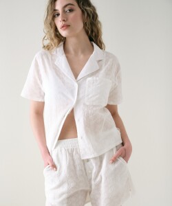 Camisa Manga Corta Broderie Blanco