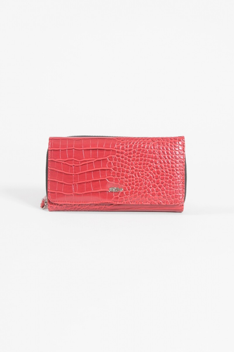 Billetera croco flap rojo