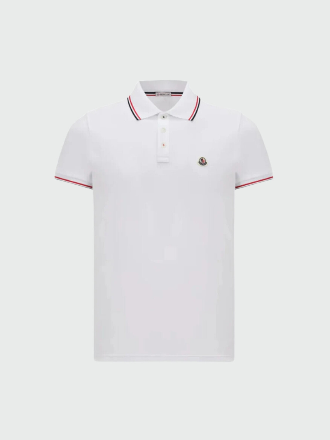 Moncler - Polo de Piqué de Algodón con Ribetes Tricolor Negro