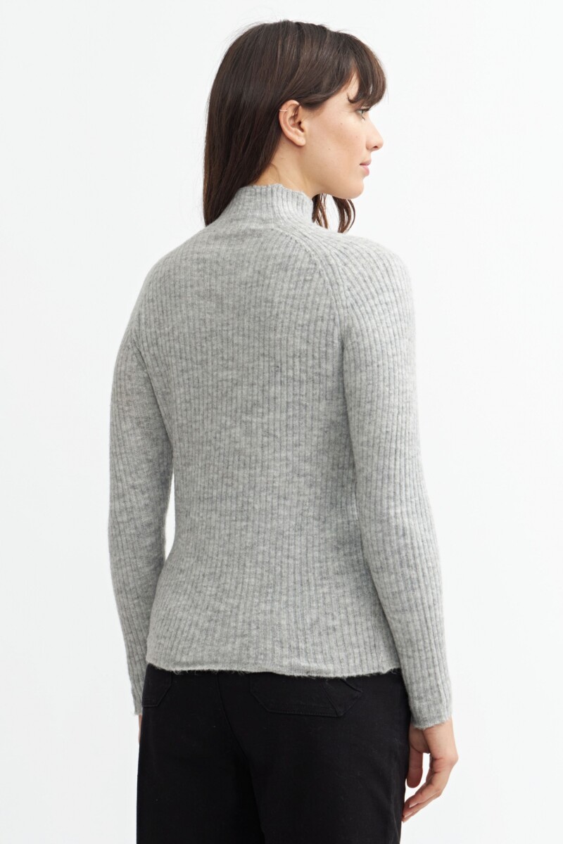 Sweater media polera - Mujer GRIS