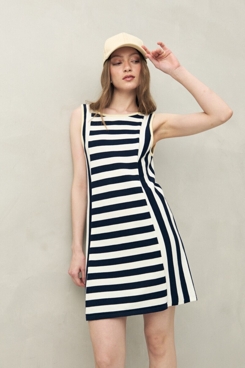 VESTIDO TESSA Blanco/Azul