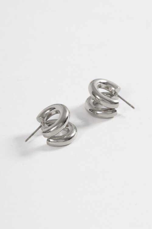Aros acero doble plateado