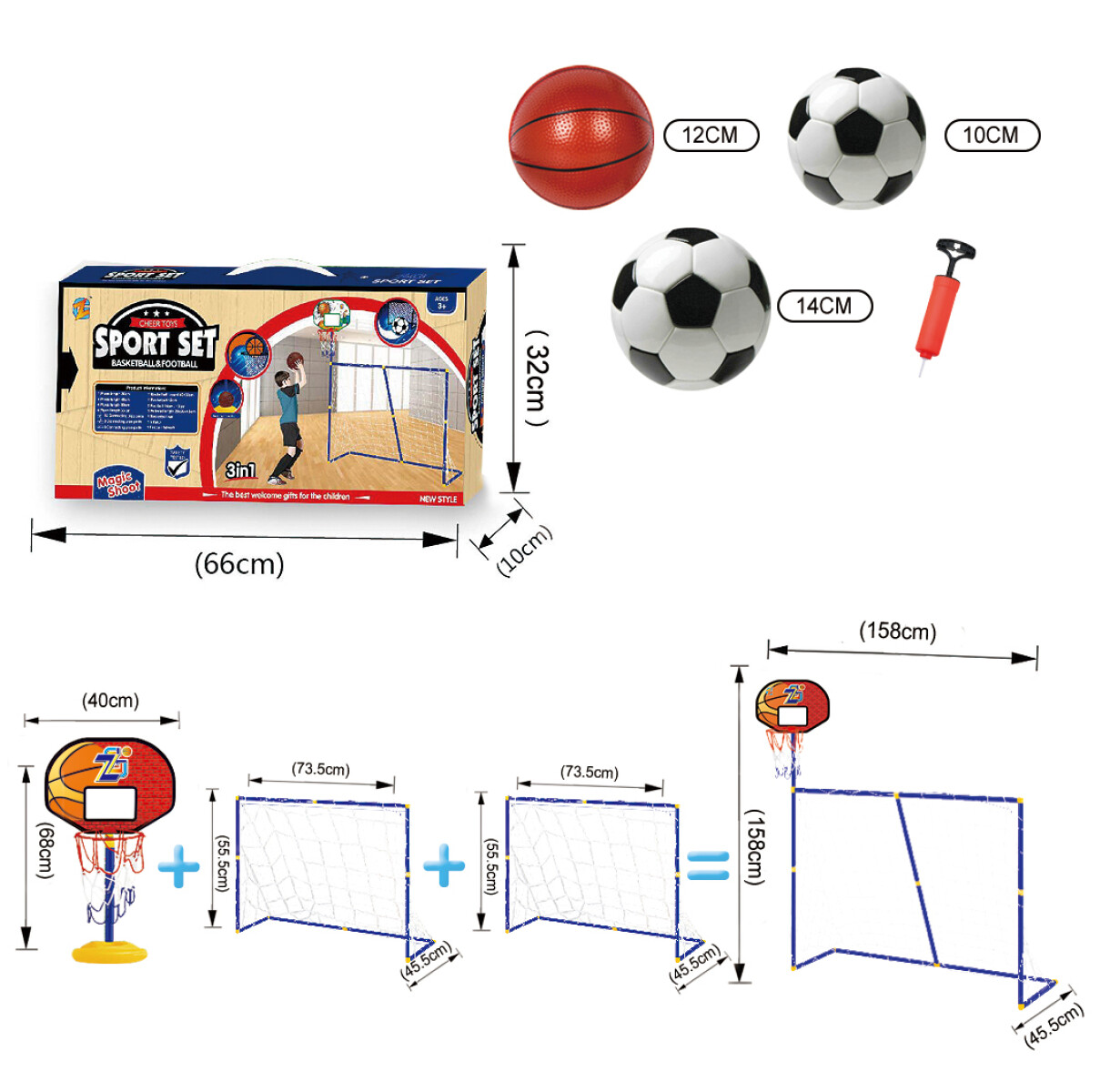 Set de futbol y basket 3 en 1 