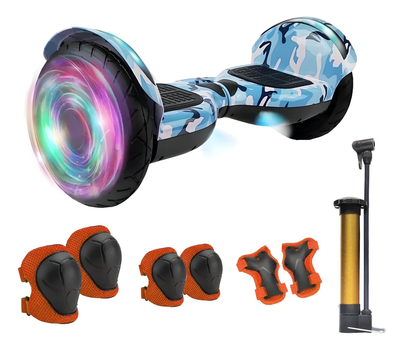 Skate Electrico Hoverboard Musica Bluetooth Luz Patineta 10" - Color Variante Militar Azul 