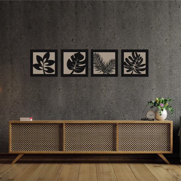 Cuadro En Madera Calada Mdf Moderno Decorativo 4 hojas Negro Arcilla con fondo Cuadro En Madera Calada Mdf Moderno Decorativo 4 hojas Negro Arcilla con fondo