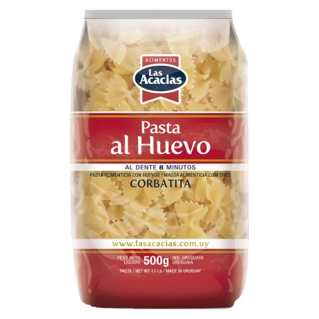FIDEOS LAS ACACIAS AL HUEVO CORBATITA DE 500 GRS FIDEOS LAS ACACIAS AL HUEVO CORBATITA DE 500 GRS