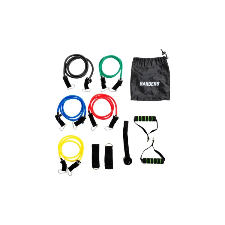 SET BANDAS ELASTICAS DE RESISTENCIA TUBO CON BOLSO MULTICOLOR