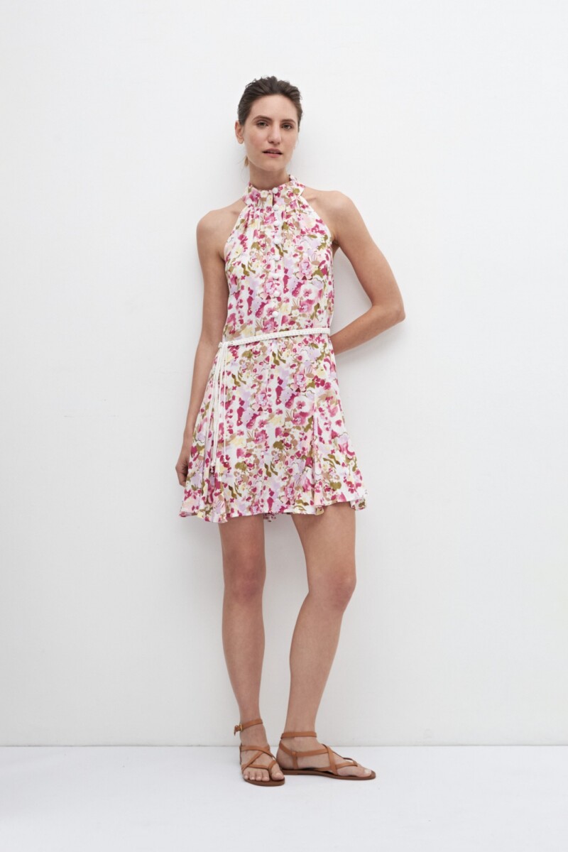 Vestido halter estampa floral - multicolor 