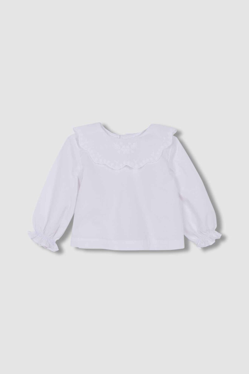 Blusa Cuello Bordado - Blanco 