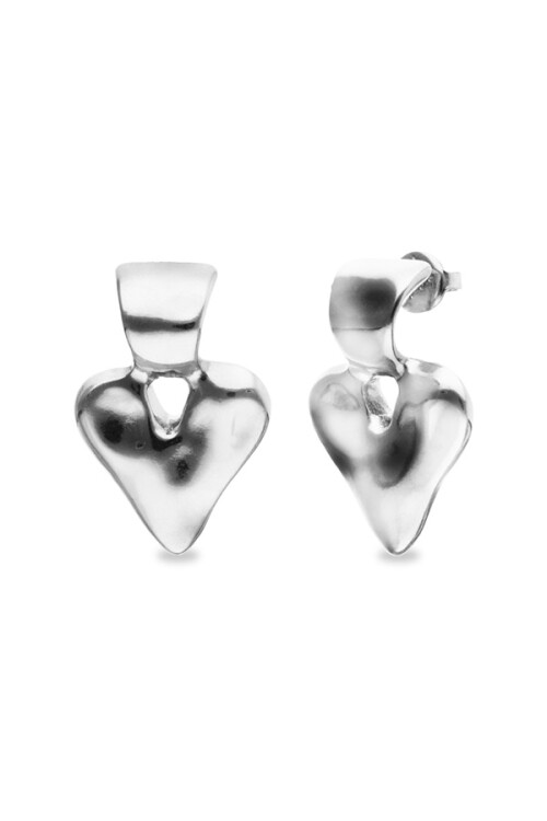 PENDIENTES DE CORAZÓN DE ALEACIÓN DE METALES BAÑADOS EN PLATA DE LEY Pendiente