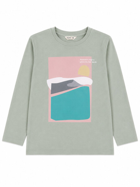 REMERA GAME GARDEN VERDE GRISACEO
