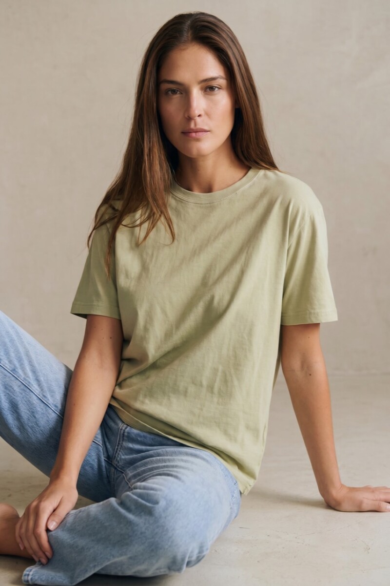 Remera Algodón Lavado Pistacho