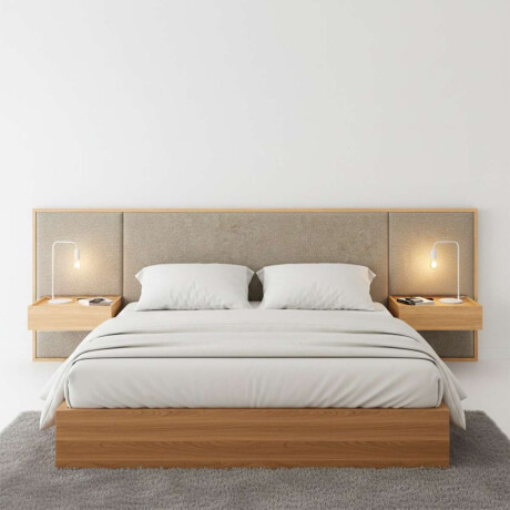 Respaldo Queen con mesa de luz Gael Moderna Hanover