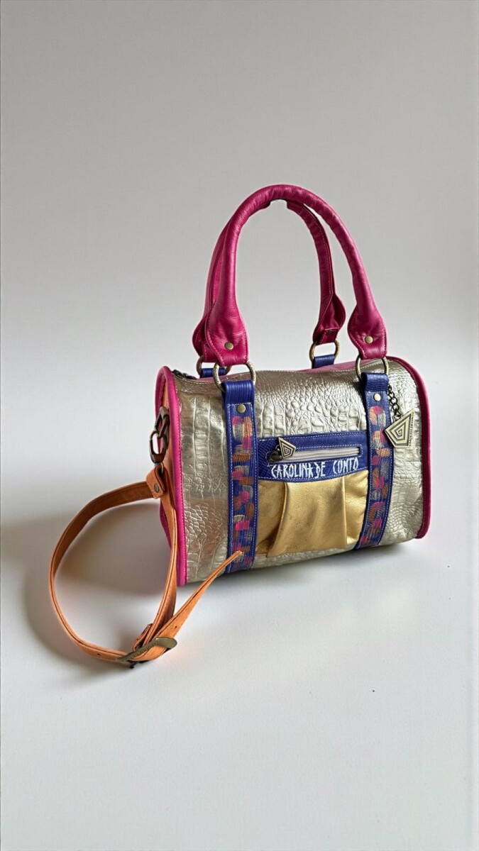 Cartera De Cuero INEA Dorada Multicolor 